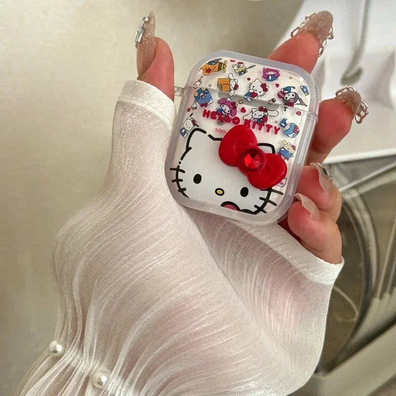 3D Cute Sanrio Hello Kitty Bowknot Earphone Case For Airpods 4 2 3 1 Pro 2 3 Wireless Bluetooth Headset Protective Hard Cover - The Jump Off