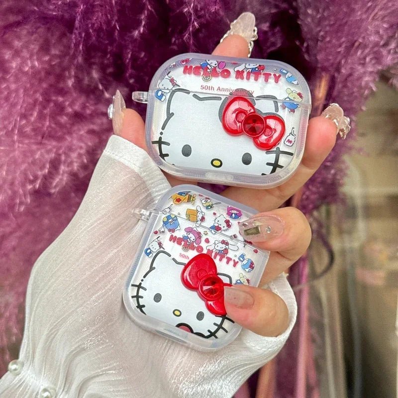 3D Cute Sanrio Hello Kitty Bowknot Earphone Case For Airpods 4 2 3 1 Pro 2 3 Wireless Bluetooth Headset Protective Hard Cover - The Jump Off