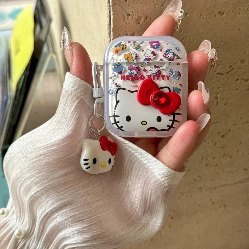 3D Cute Sanrio Hello Kitty Bowknot Earphone Case For Airpods 4 2 3 1 Pro 2 3 Wireless Bluetooth Headset Protective Hard Cover - The Jump Off