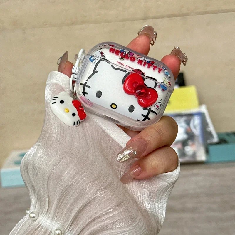 3D Cute Sanrio Hello Kitty Bowknot Earphone Case For Airpods 4 2 3 1 Pro 2 3 Wireless Bluetooth Headset Protective Hard Cover - The Jump Off
