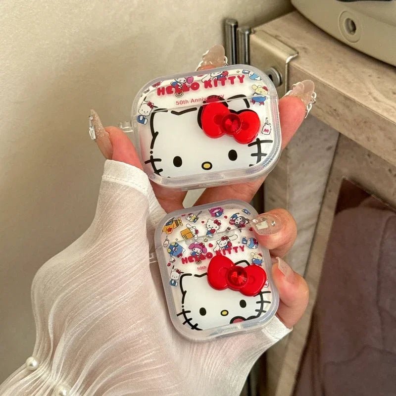 3D Cute Sanrio Hello Kitty Bowknot Earphone Case For Airpods 4 2 3 1 Pro 2 3 Wireless Bluetooth Headset Protective Hard Cover - The Jump Off