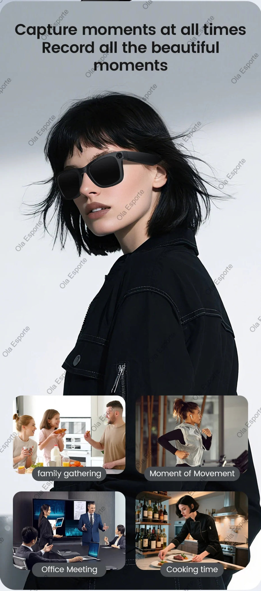 4K AI Smart Glasses Multifunction Camera Bluetooth Call Voice Assistant Music Player Translate Glasses UV Polarized Sunglasses - The Jump Off