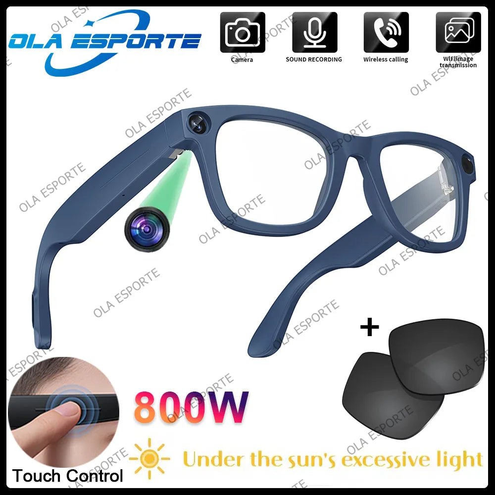 4K AI Smart Glasses Multifunction Camera Bluetooth Call Voice Assistant Music Player Translate Glasses UV Polarized Sunglasses - The Jump Off