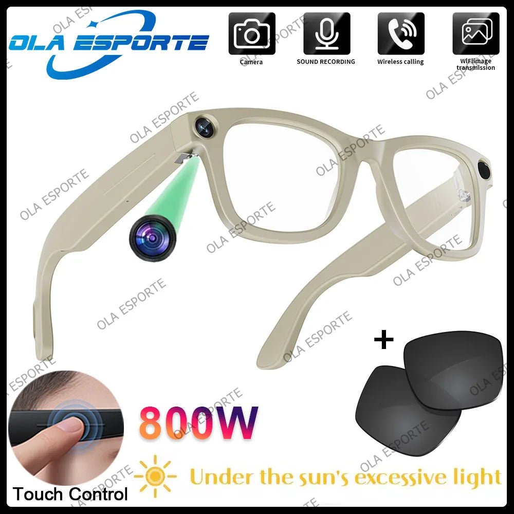 4K AI Smart Glasses Multifunction Camera Bluetooth Call Voice Assistant Music Player Translate Glasses UV Polarized Sunglasses - The Jump Off