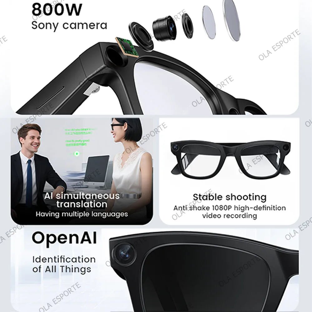 4K AI Smart Glasses Multifunction Camera Bluetooth Call Voice Assistant Music Player Translate Glasses UV Polarized Sunglasses - The Jump Off