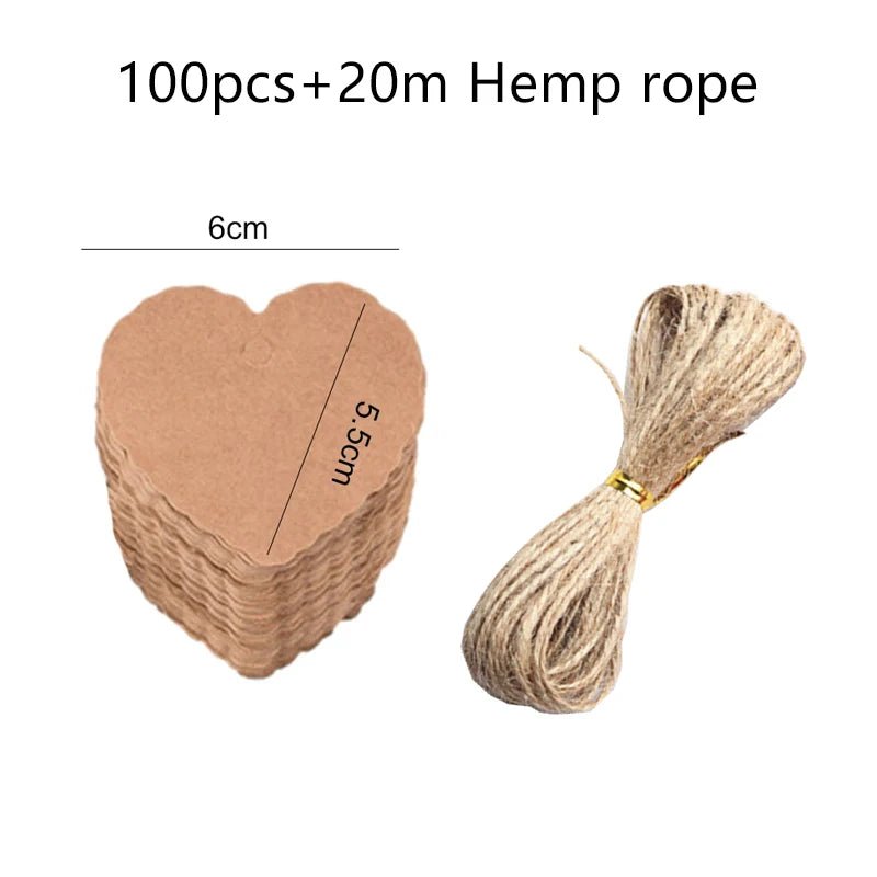 50/100pcs Kraft Paper Blank Hang Tags with Hemp Rope Adjustable Rope Length Handwritten Card Party Gift Thank You Tag Labels TMZ - The Jump Off