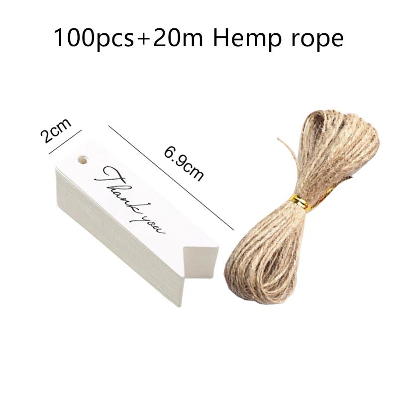 50/100pcs Kraft Paper Blank Hang Tags with Hemp Rope Adjustable Rope Length Handwritten Card Party Gift Thank You Tag Labels TMZ - The Jump Off