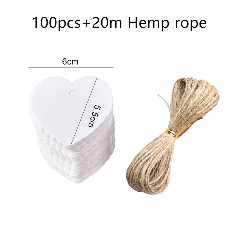 50/100pcs Kraft Paper Blank Hang Tags with Hemp Rope Adjustable Rope Length Handwritten Card Party Gift Thank You Tag Labels TMZ - The Jump Off