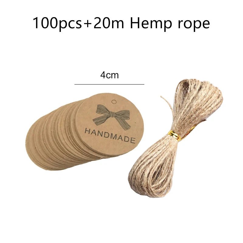 50/100pcs Kraft Paper Blank Hang Tags with Hemp Rope Adjustable Rope Length Handwritten Card Party Gift Thank You Tag Labels TMZ - The Jump Off