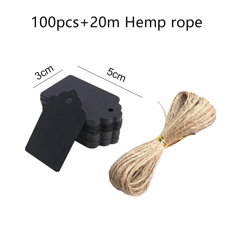 50/100pcs Kraft Paper Blank Hang Tags with Hemp Rope Adjustable Rope Length Handwritten Card Party Gift Thank You Tag Labels TMZ - The Jump Off