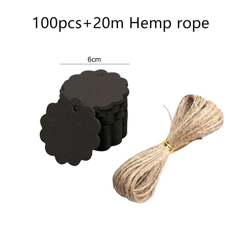 50/100pcs Kraft Paper Blank Hang Tags with Hemp Rope Adjustable Rope Length Handwritten Card Party Gift Thank You Tag Labels TMZ - The Jump Off