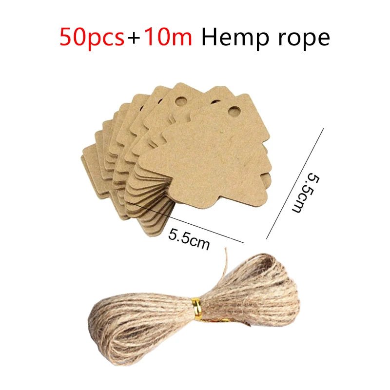 50/100pcs Kraft Paper Blank Hang Tags with Hemp Rope Adjustable Rope Length Handwritten Card Party Gift Thank You Tag Labels TMZ - The Jump Off