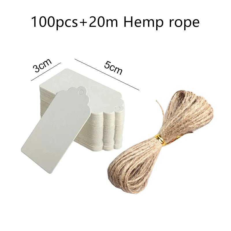 50/100pcs Kraft Paper Blank Hang Tags with Hemp Rope Adjustable Rope Length Handwritten Card Party Gift Thank You Tag Labels TMZ - The Jump Off