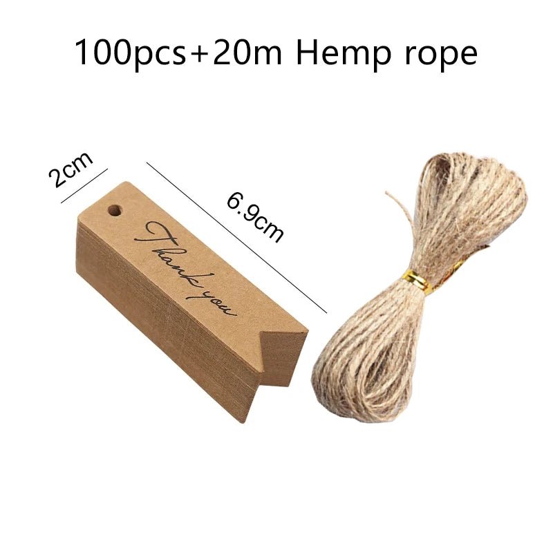 50/100pcs Kraft Paper Blank Hang Tags with Hemp Rope Adjustable Rope Length Handwritten Card Party Gift Thank You Tag Labels TMZ - The Jump Off