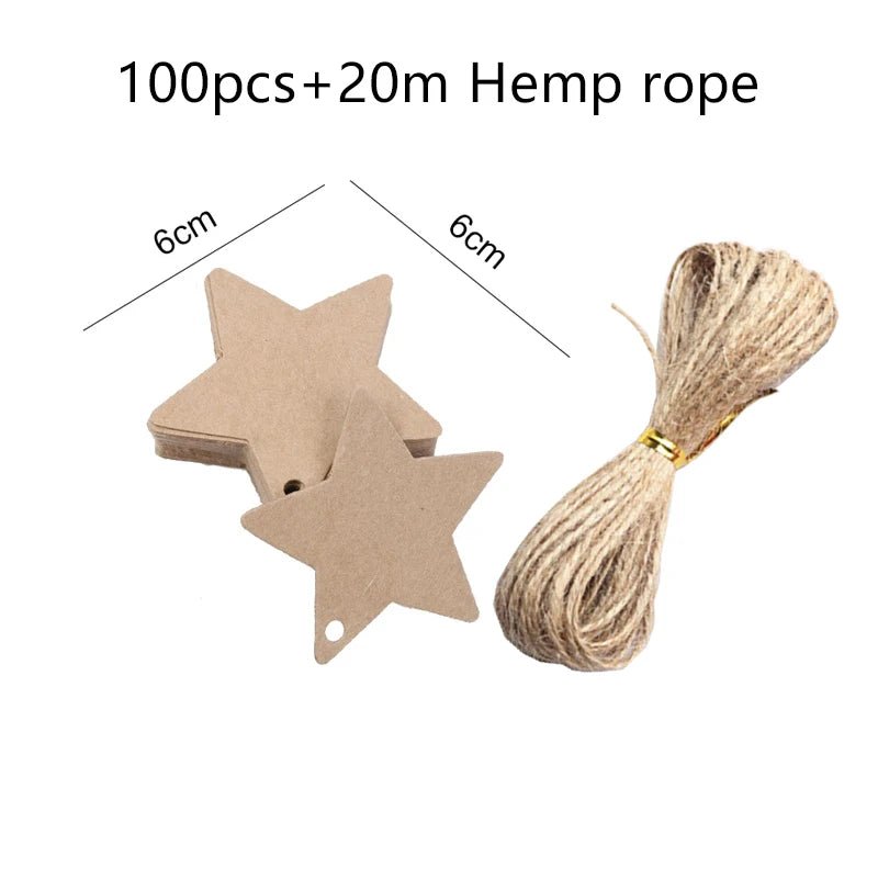 50/100pcs Kraft Paper Blank Hang Tags with Hemp Rope Adjustable Rope Length Handwritten Card Party Gift Thank You Tag Labels TMZ - The Jump Off