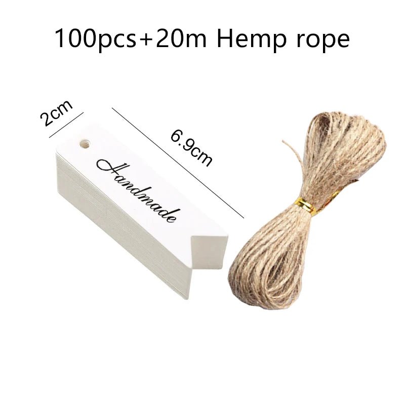 50/100pcs Kraft Paper Blank Hang Tags with Hemp Rope Adjustable Rope Length Handwritten Card Party Gift Thank You Tag Labels TMZ - The Jump Off