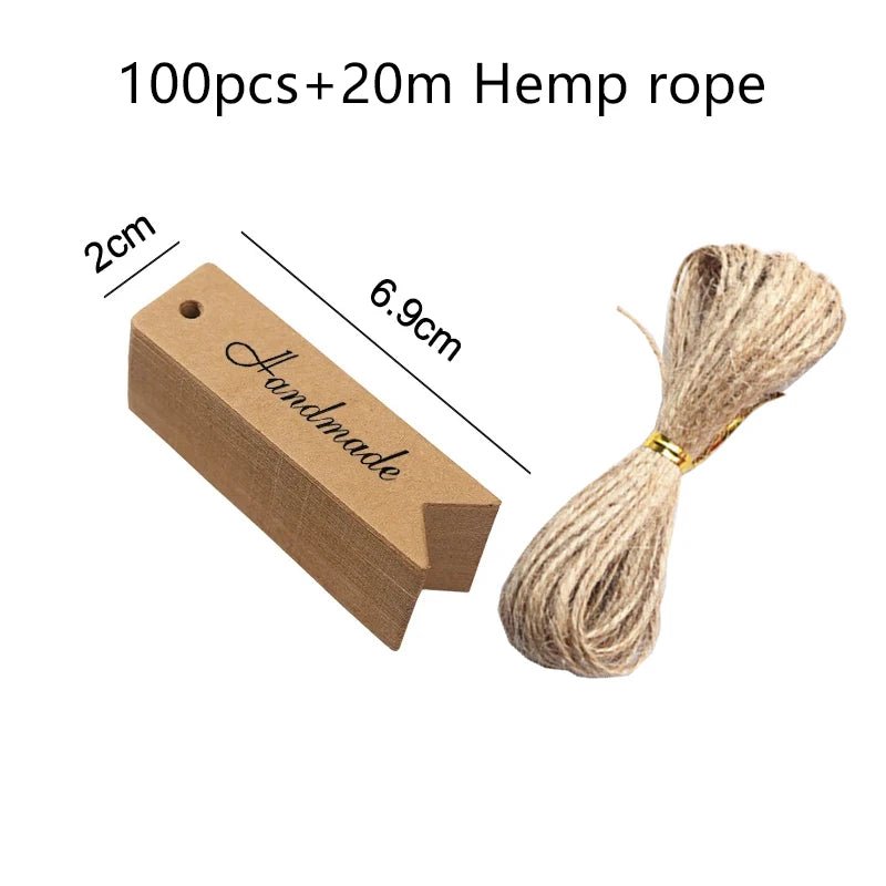 50/100pcs Kraft Paper Blank Hang Tags with Hemp Rope Adjustable Rope Length Handwritten Card Party Gift Thank You Tag Labels TMZ - The Jump Off