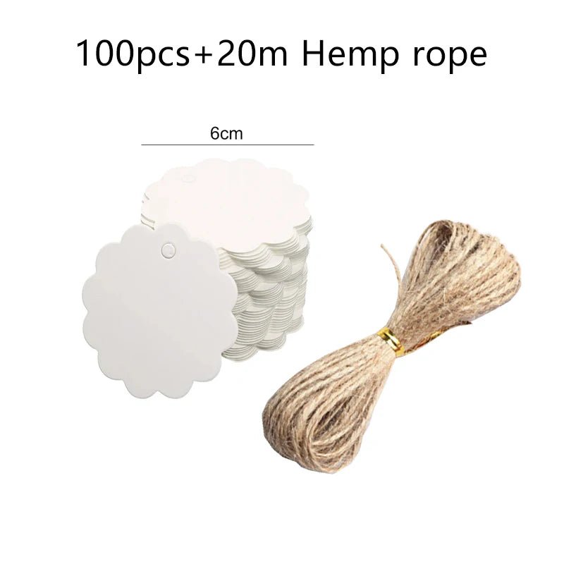50/100pcs Kraft Paper Blank Hang Tags with Hemp Rope Adjustable Rope Length Handwritten Card Party Gift Thank You Tag Labels TMZ - The Jump Off