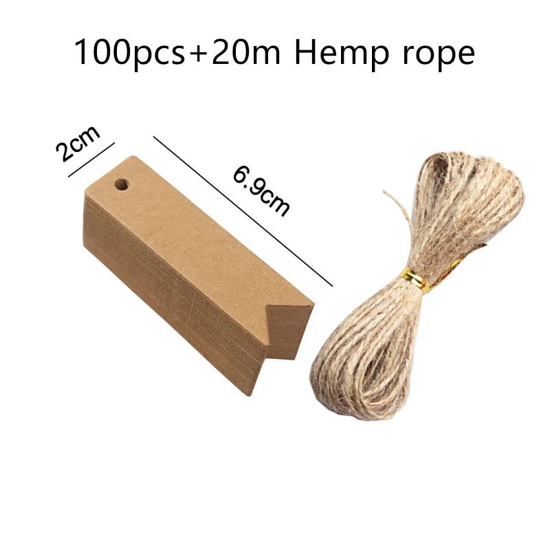 50/100pcs Kraft Paper Blank Hang Tags with Hemp Rope Adjustable Rope Length Handwritten Card Party Gift Thank You Tag Labels TMZ - The Jump Off