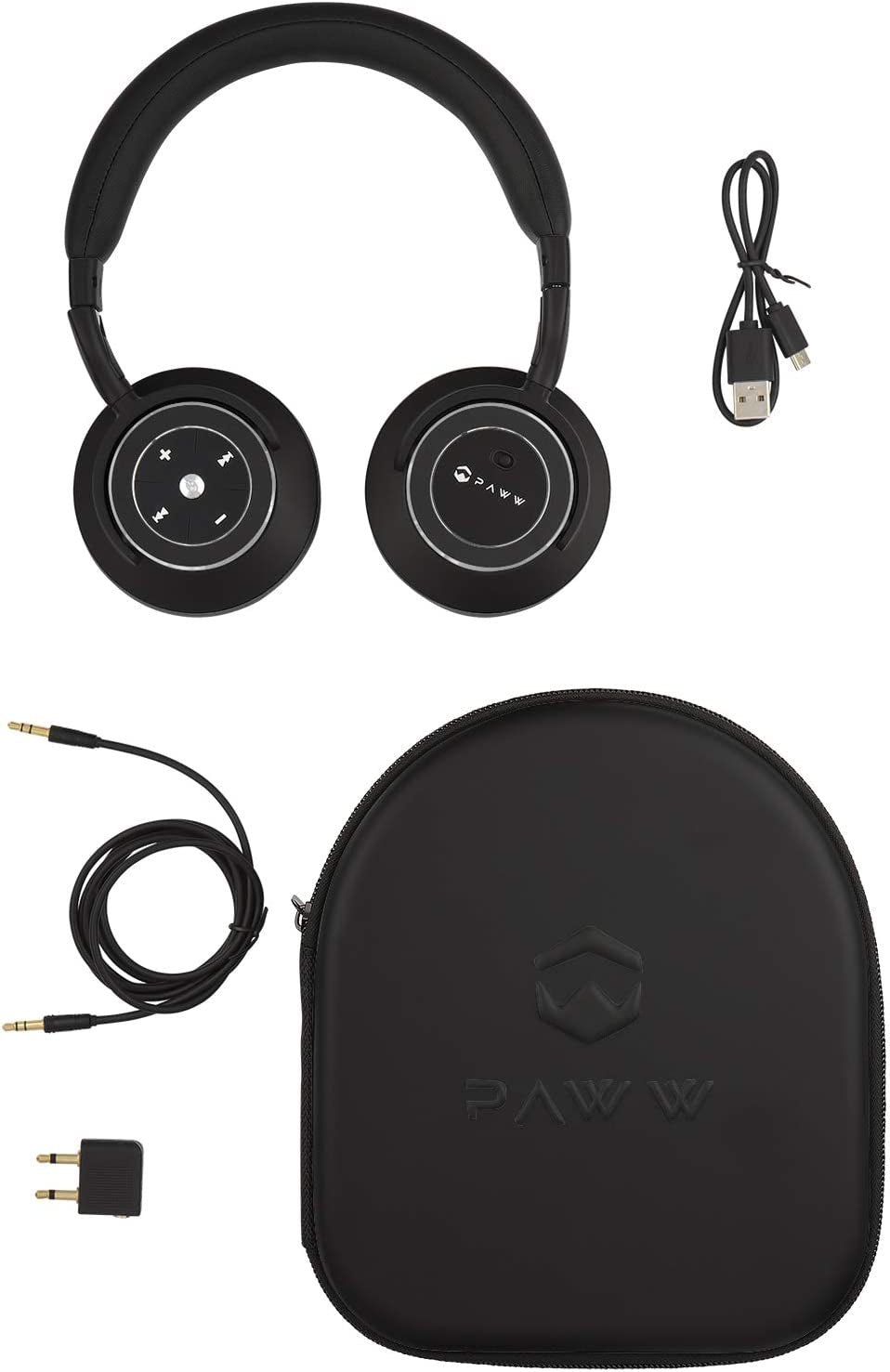 Paww Wavesound 3 Bluetooth 5.0 Active Noise Cancelling Headphones with 16-Hour Battery Life and Precision-Engineered Sound, Foldable Design for Travel, Over-Ear Style (Black)