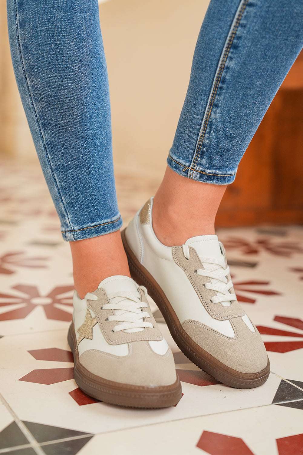 Avani Shimmer Star Patch Lace up Retro Flattie - Vivalux