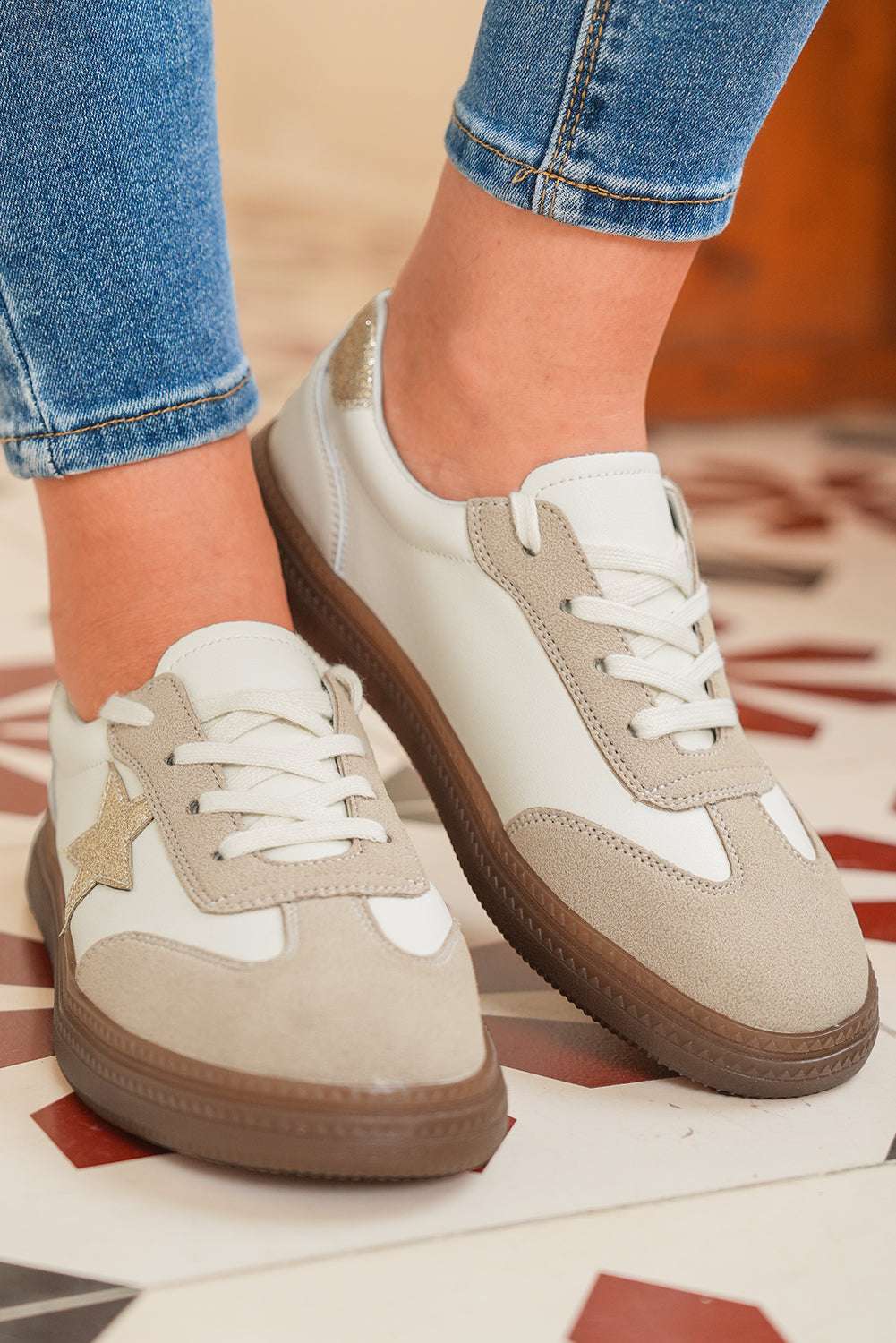 Avani Shimmer Star Patch Lace up Retro Flattie - Vivalux