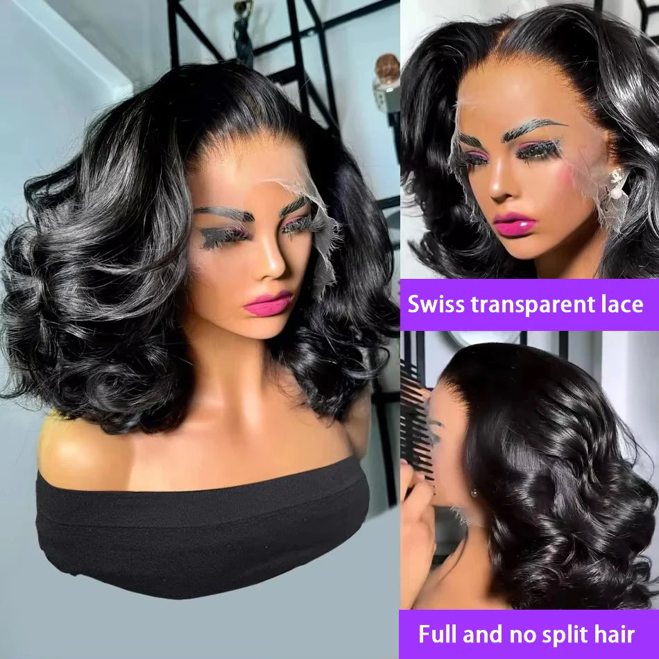 250% Brazilian Human Hair Wig Loose Wave Short Bob Wig Body Wave 13X4 HD Lace Frontal Wig Human Hair Wigs For Black Women - The Jump Off