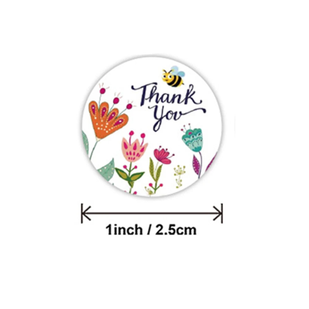 100-500pcs Floral Kraft Paper Stickers Scrapbook Gift Stationery Label Stickers Handmade With Love Thank You For The Stickers - The Jump Off