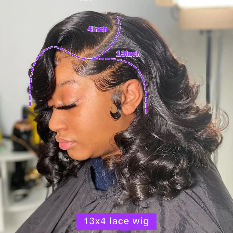250% Brazilian Human Hair Wig Loose Wave Short Bob Wig Body Wave 13X4 HD Lace Frontal Wig Human Hair Wigs For Black Women - The Jump Off