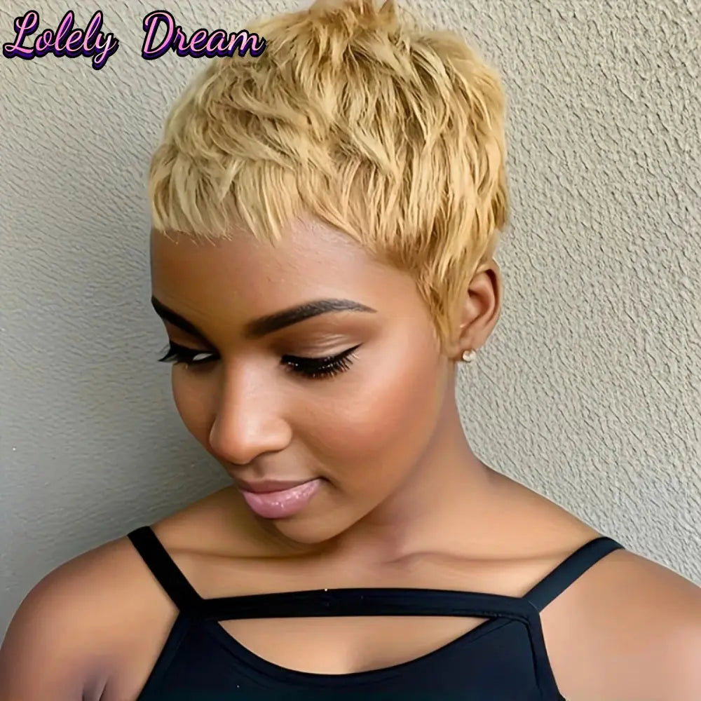 100% Brazilian Human Hair wigs Full Machine made wig Short Human Hair Wigs Pixie Cut Straight Short Bob Wig for Black Women - The Jump Off