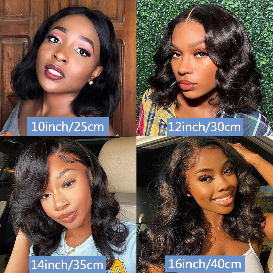 250% Brazilian Human Hair Wig Loose Wave Short Bob Wig Body Wave 13X4 HD Lace Frontal Wig Human Hair Wigs For Black Women - The Jump Off