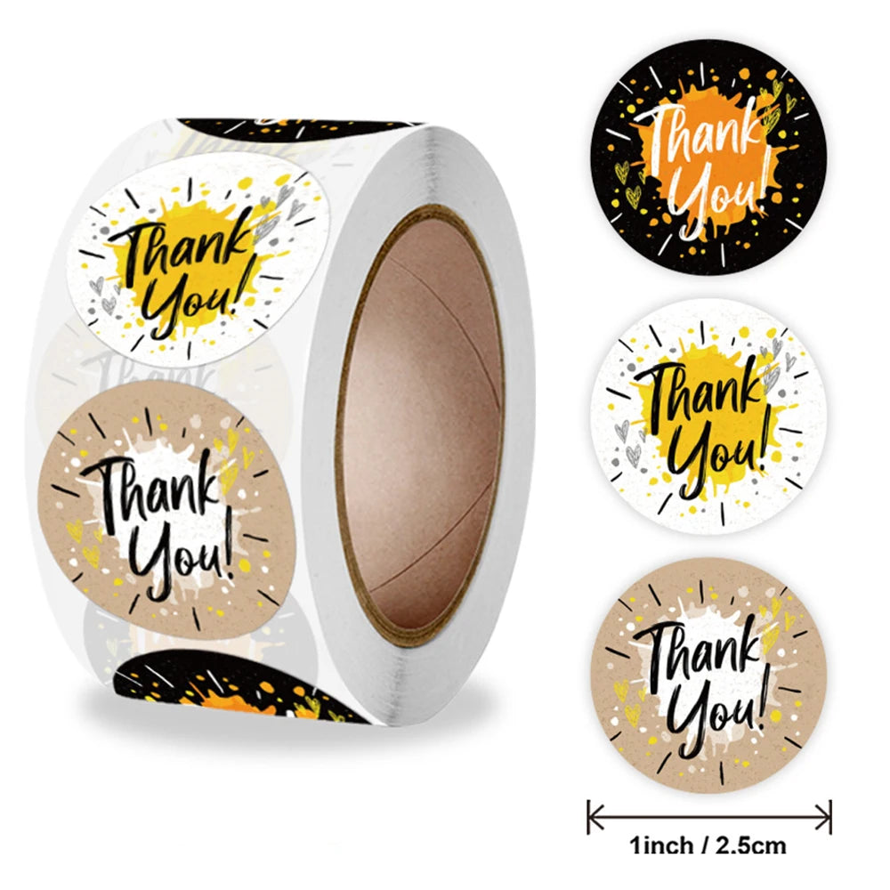 100-500pcs Floral Kraft Paper Stickers Scrapbook Gift Stationery Label Stickers Handmade With Love Thank You For The Stickers - The Jump Off