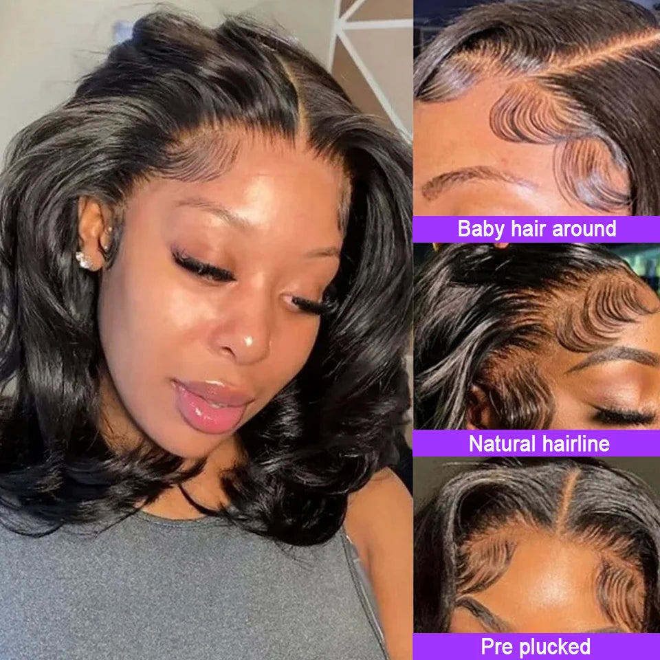 250% Brazilian Human Hair Wig Loose Wave Short Bob Wig Body Wave 13X4 HD Lace Frontal Wig Human Hair Wigs For Black Women - The Jump Off
