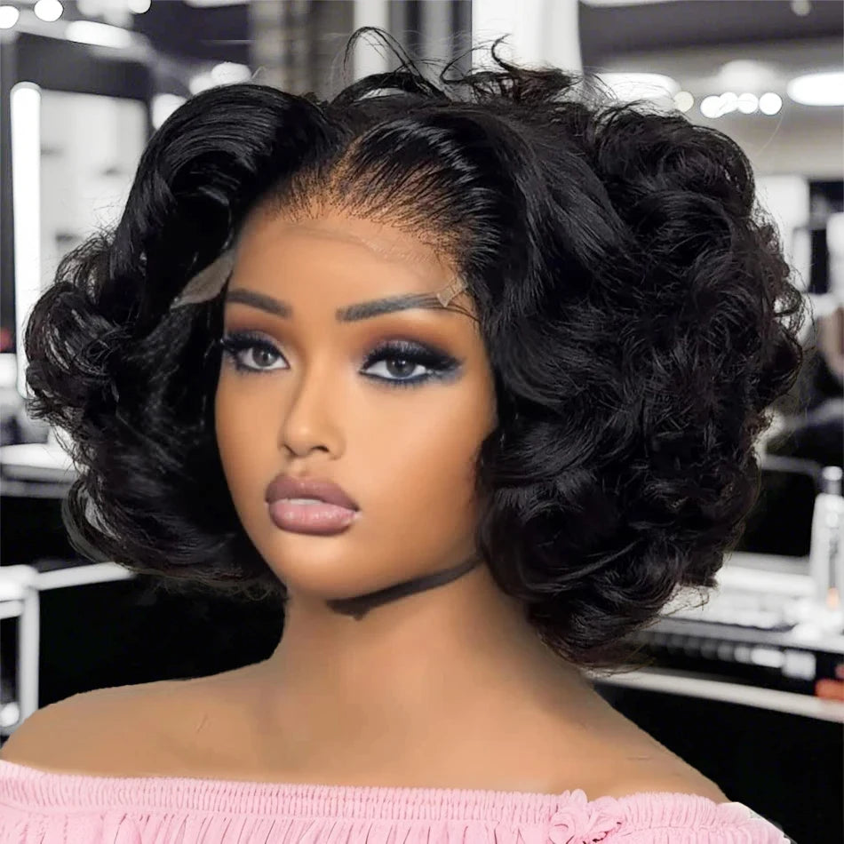 250% Brazilian Human Hair Wig Loose Wave Short Bob Wig Body Wave 13X4 HD Lace Frontal Wig Human Hair Wigs For Black Women - The Jump Off