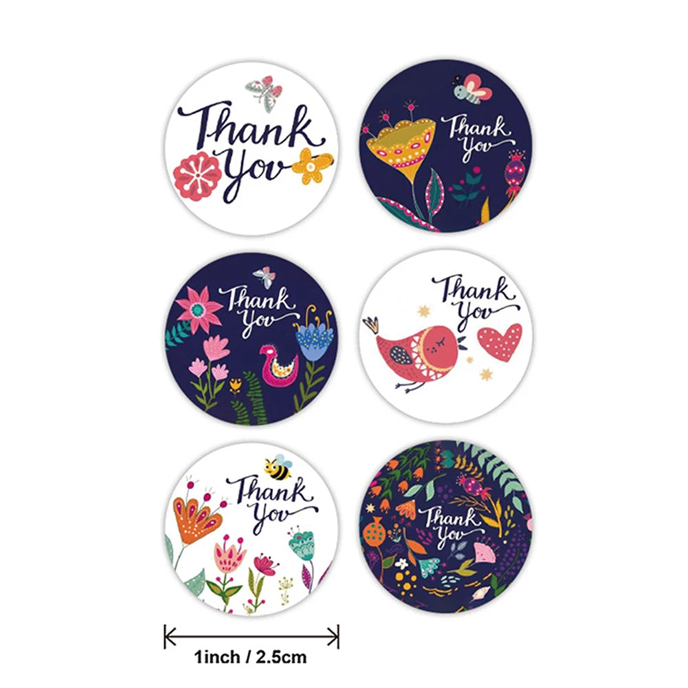 100-500pcs Floral Kraft Paper Stickers Scrapbook Gift Stationery Label Stickers Handmade With Love Thank You For The Stickers - The Jump Off
