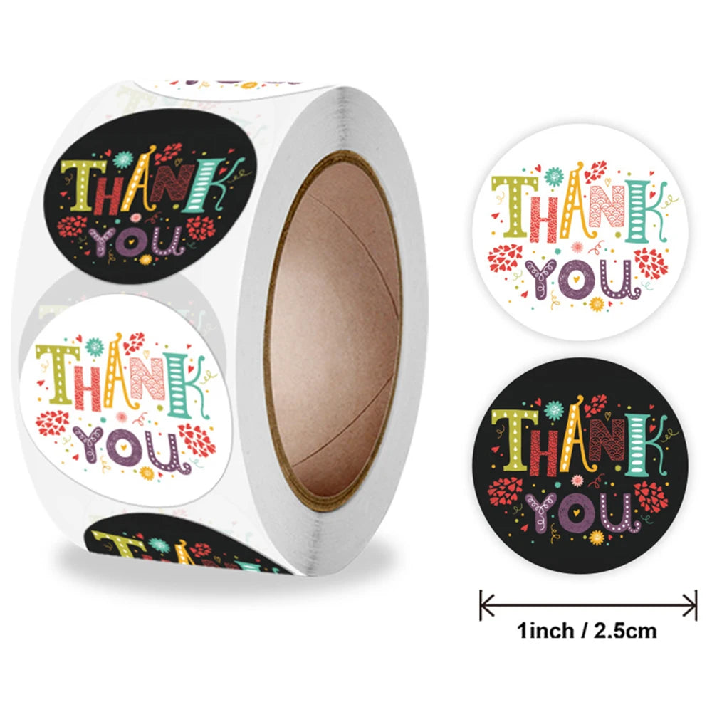 100-500pcs Floral Kraft Paper Stickers Scrapbook Gift Stationery Label Stickers Handmade With Love Thank You For The Stickers - The Jump Off