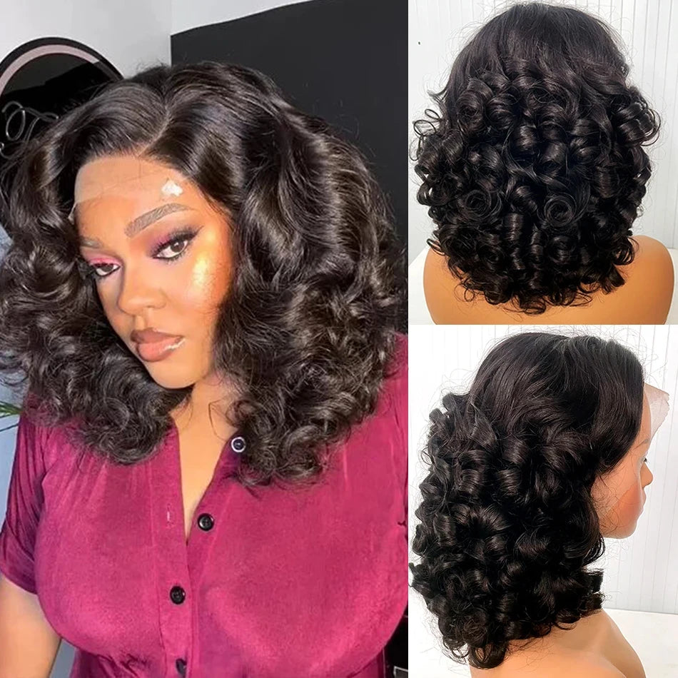 250% Brazilian Human Hair Wig Loose Wave Short Bob Wig Body Wave 13X4 HD Lace Frontal Wig Human Hair Wigs For Black Women - The Jump Off