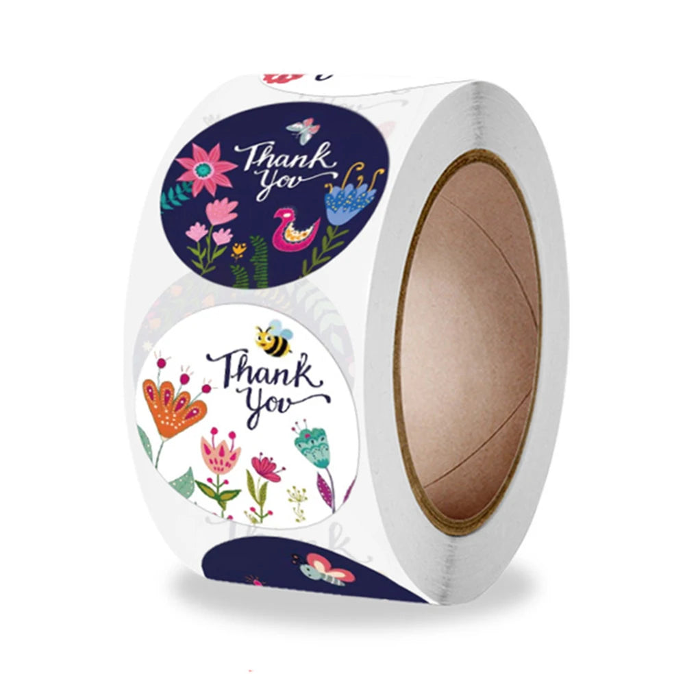 100-500pcs Floral Kraft Paper Stickers Scrapbook Gift Stationery Label Stickers Handmade With Love Thank You For The Stickers - The Jump Off