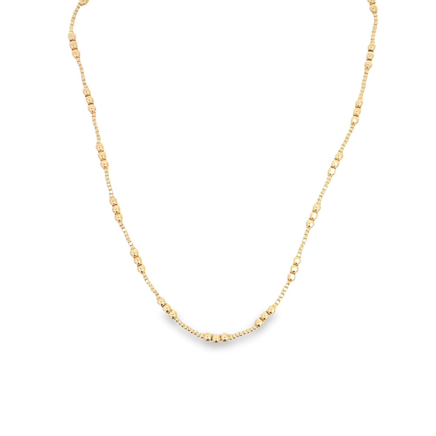 18K Gold Filled 4mm Beaded Chain Necklace (H184)-0