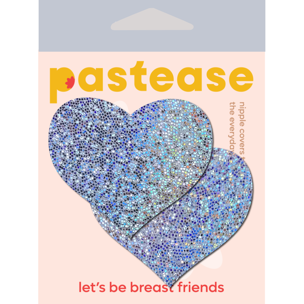5-Pack: Love: Silver Glitter Heart Nipple Pasties by Pastease® o/s-3