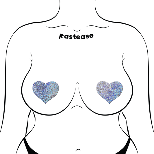 5-Pack: Love: Silver Glitter Heart Nipple Pasties by Pastease® o/s-1