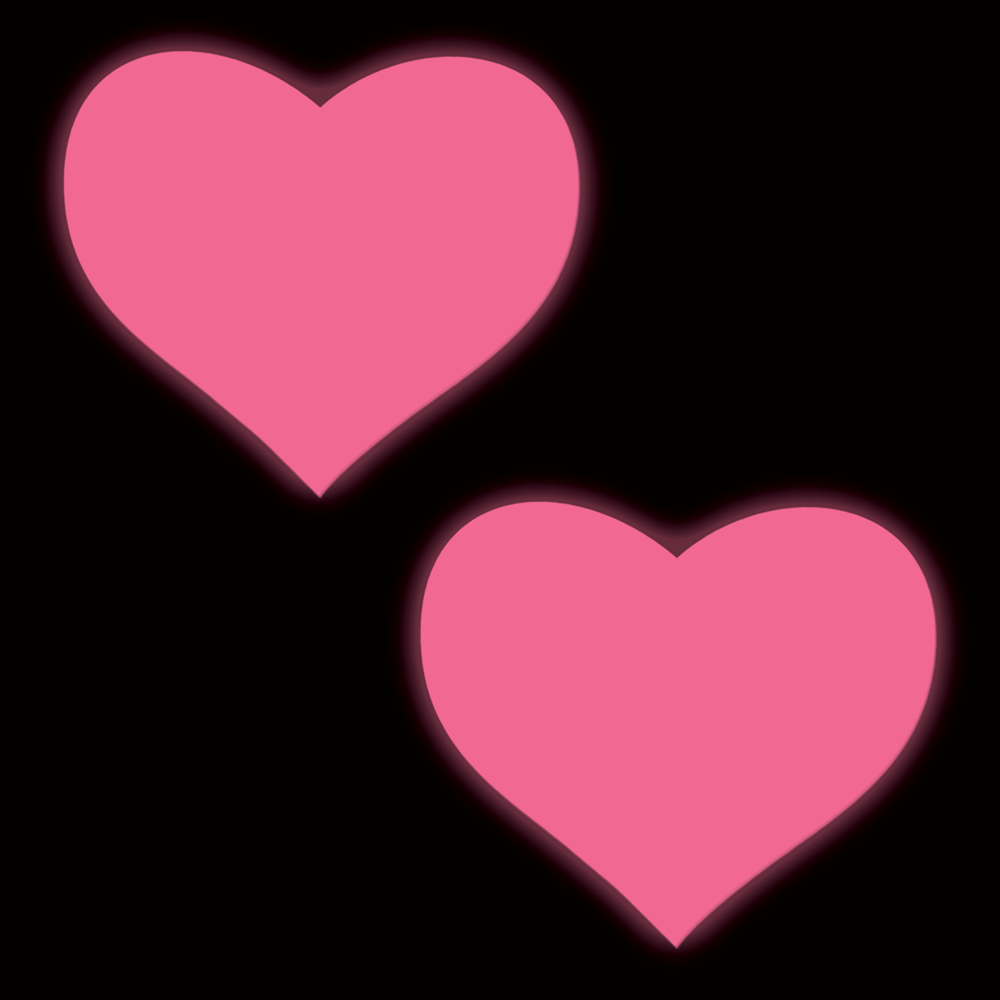 5-Pack: Love: Glow in the Dark Neon Pink Heart Pasties Nipple Covers by Pastease®-1