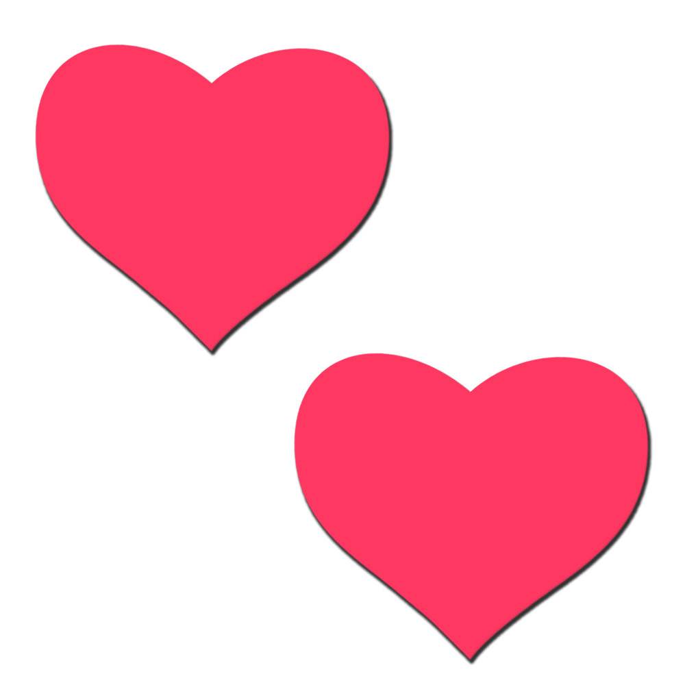 5-Pack: Love: Glow in the Dark Neon Pink Heart Pasties Nipple Covers by Pastease®-0