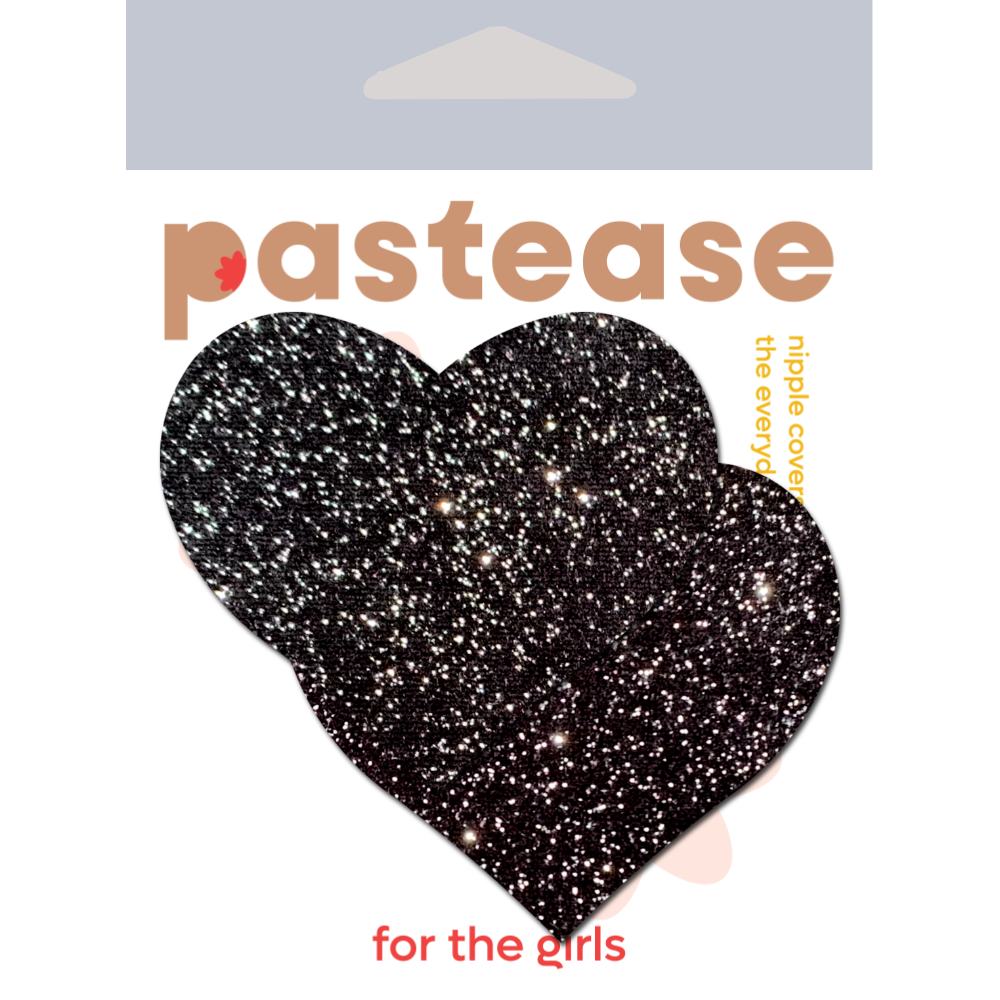 5-Pack: Love: Sparkle Black Heart Nipple Pasties by Pastease® o/s-1