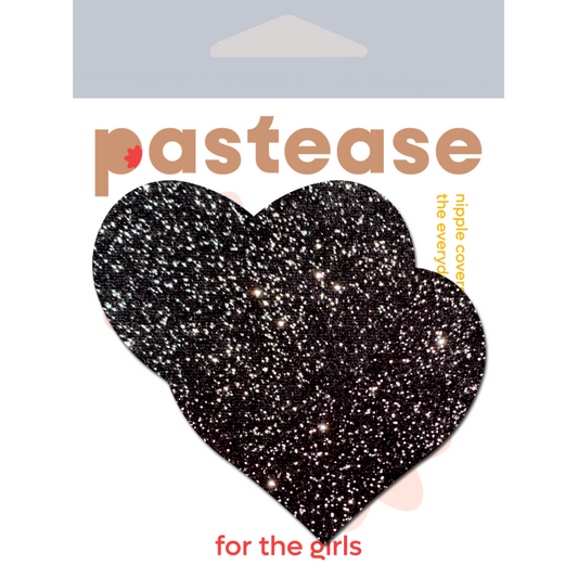 5-Pack: Love: Sparkle Black Heart Nipple Pasties by Pastease® o/s-1