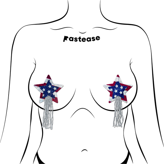 5-Pack: Tassel Pasties: American Patriotic Sparkling Stars & Stripes USA Breast Pasties by Pastease®-1